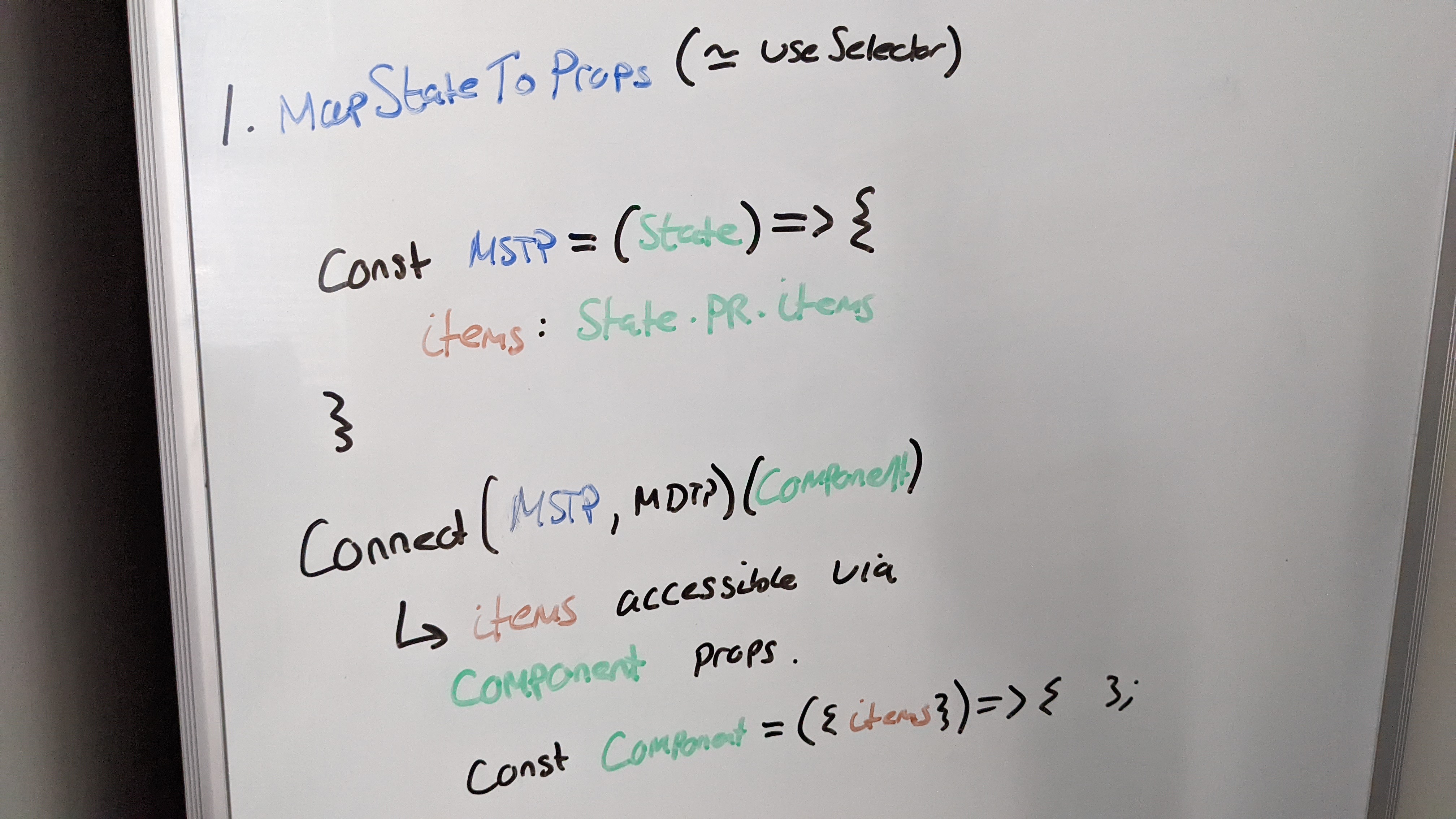 MSTP is a function which takes our state, and returns an object containing the relevant data which is placed into props