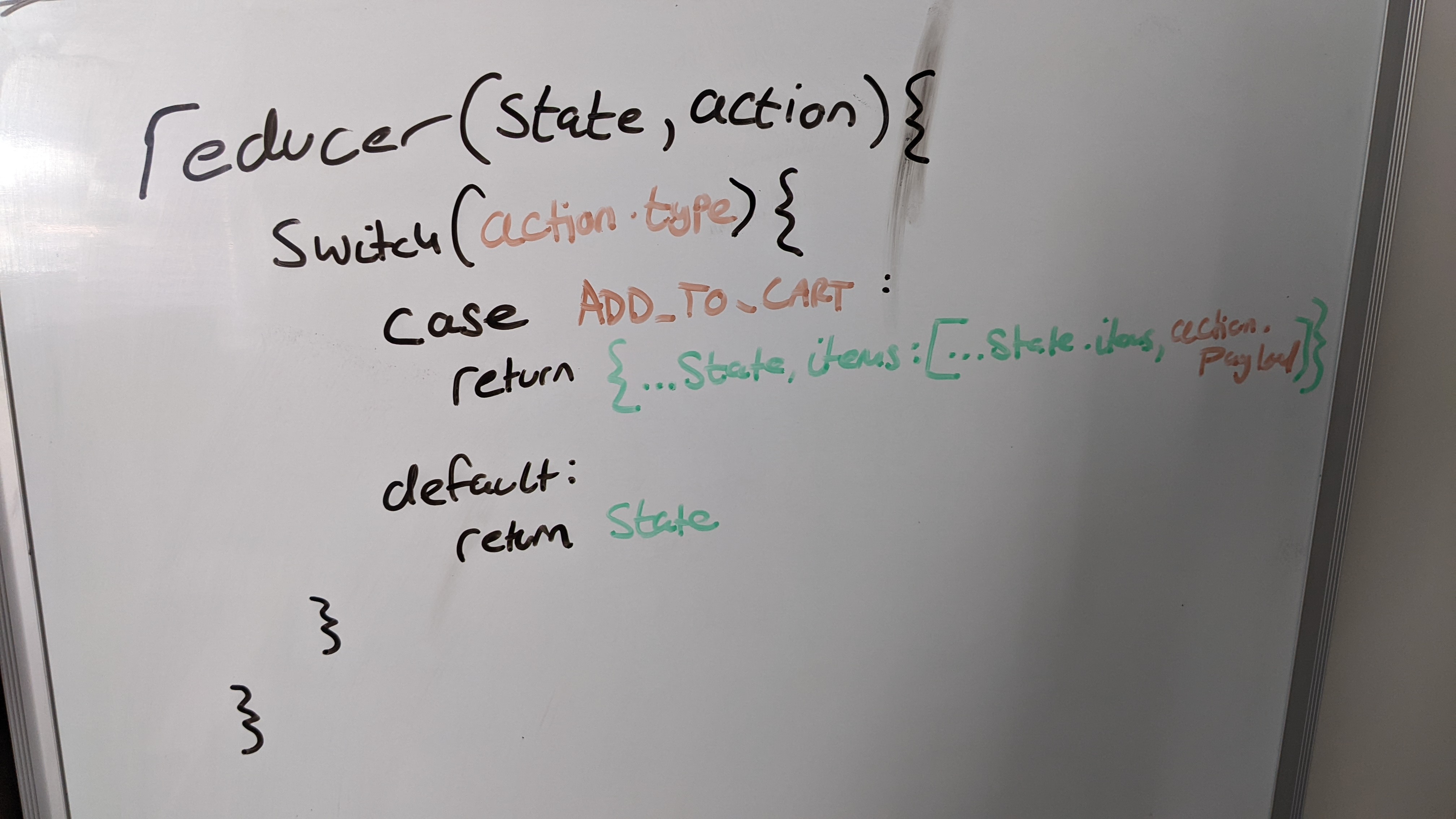 Reducers use switch statements to manage logic based on the action's type