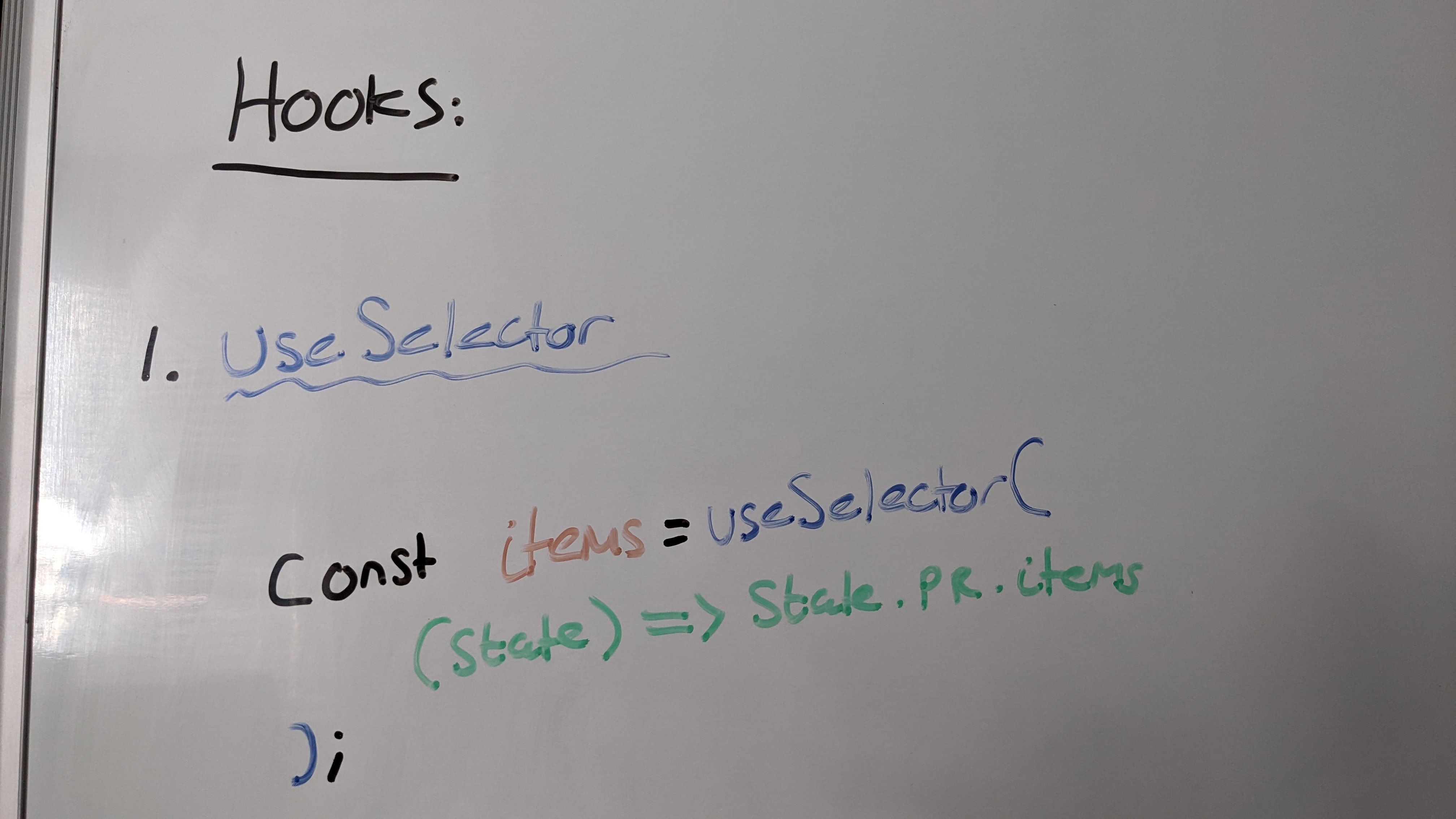 We pass useSelector a selector function to return the part of the store we care about