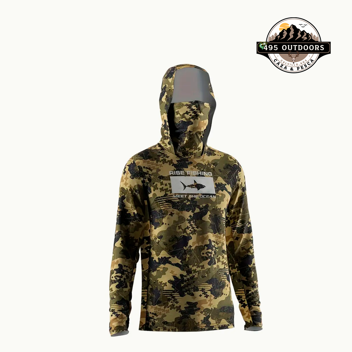 Rise Fishing Playera Manga Larga con Buff y Gorro