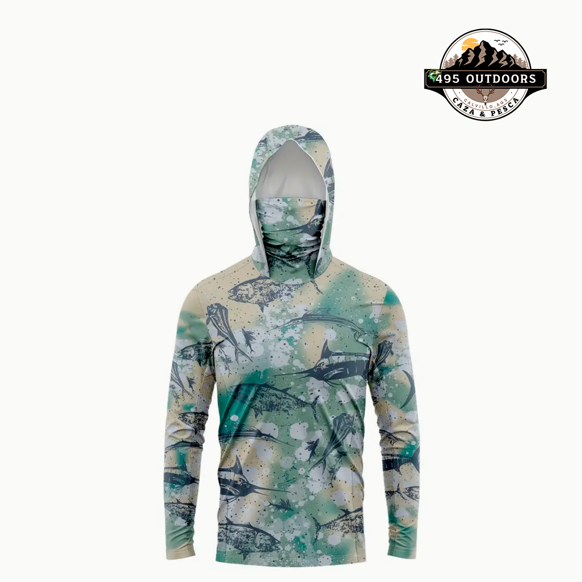 Abu Fishin Playera Manga Larga Con Buff Y Gorro