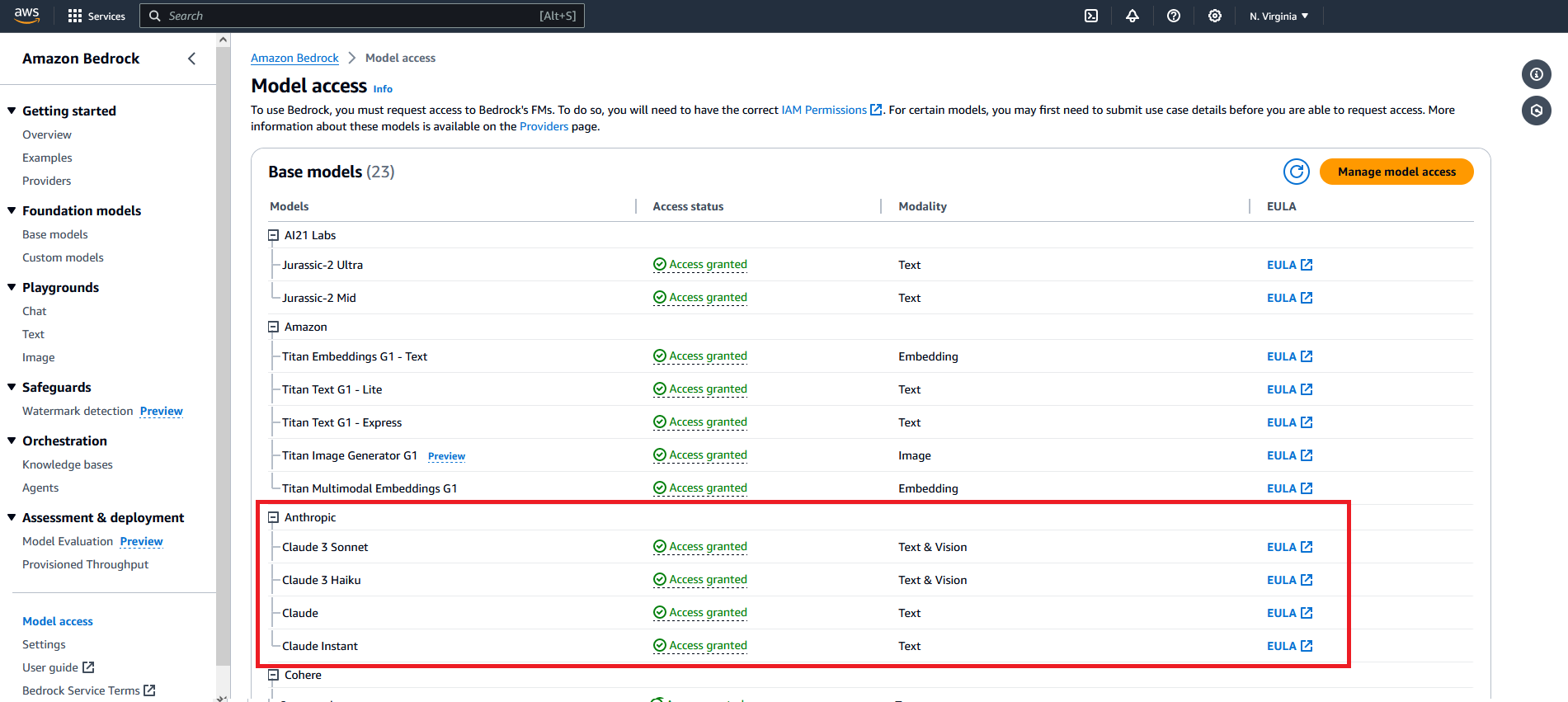 Bedrock model access