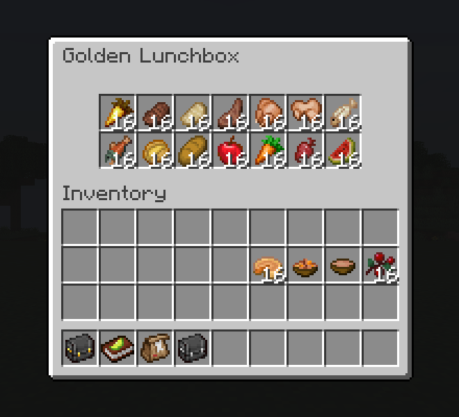 Golden Lunchbox filled with different foods