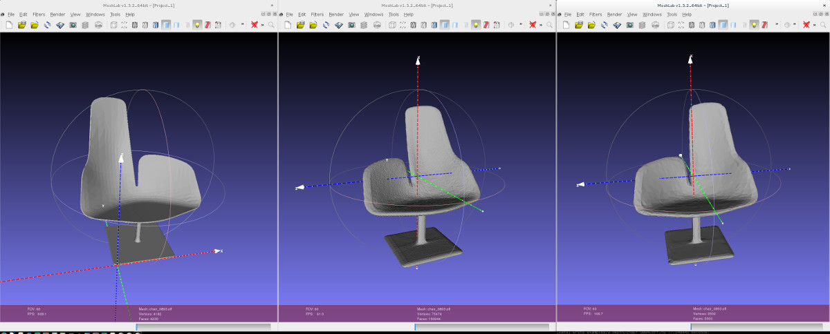 Example of watertight and simplified mesh.