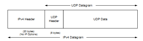 单个IPv4数据报中的UDP数据报封装