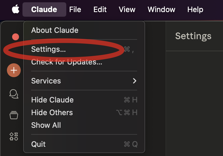 Claude Desktop settings