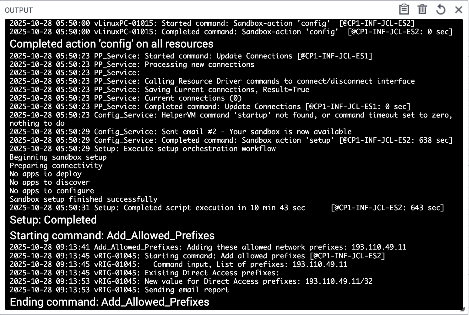 JCL Console output