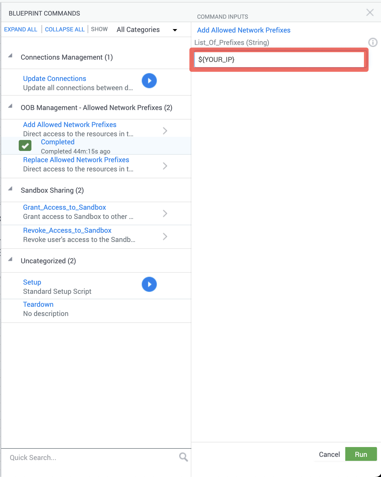 JCL add allow network prefixes
