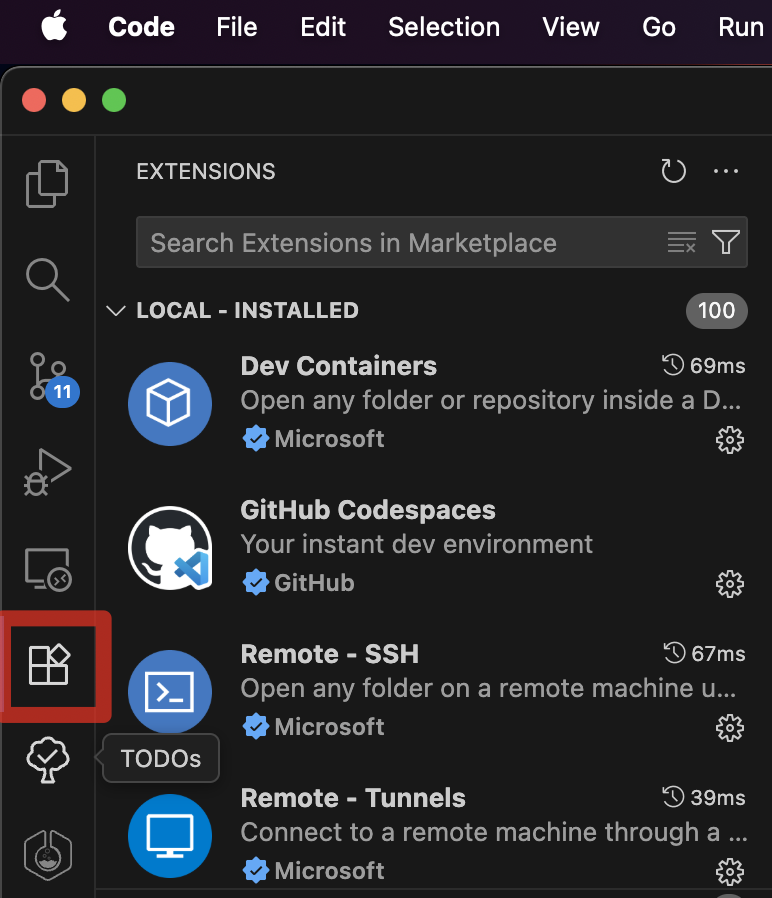VSCode extensions icon