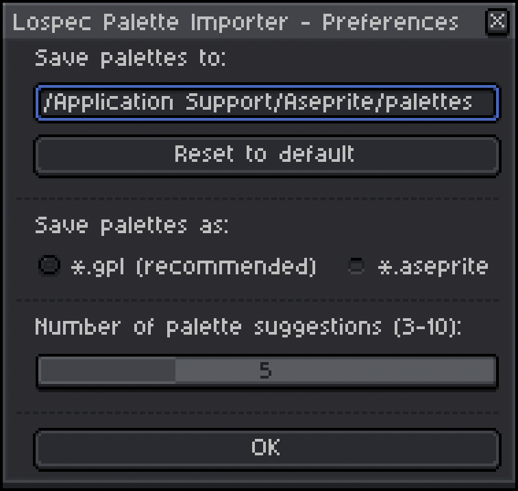 preferences dialog