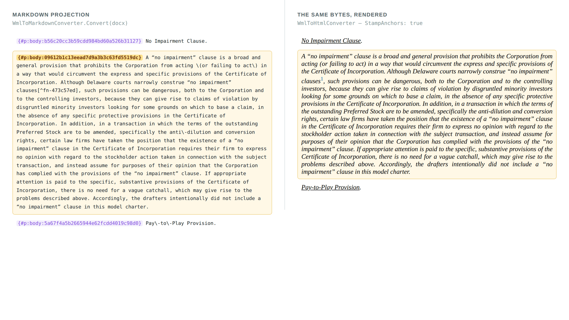 Markdown projection beside the rendered document