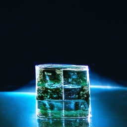 a cube made of water
