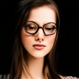 a girl with thick glasses