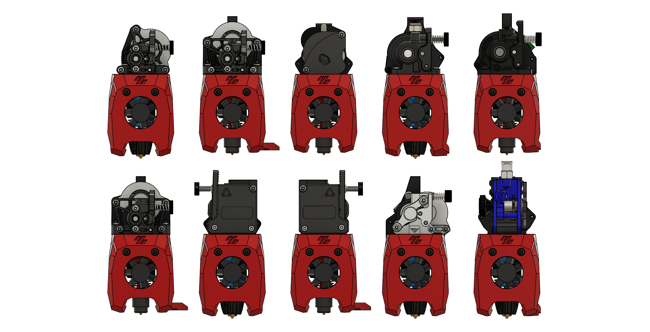 Lineup of Minified Extruder-Mounts