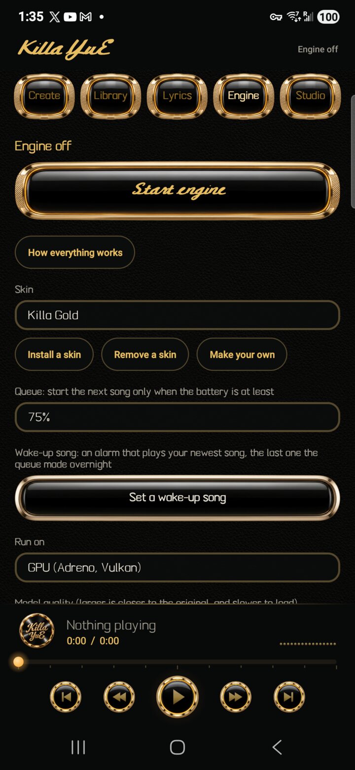 Engine tab