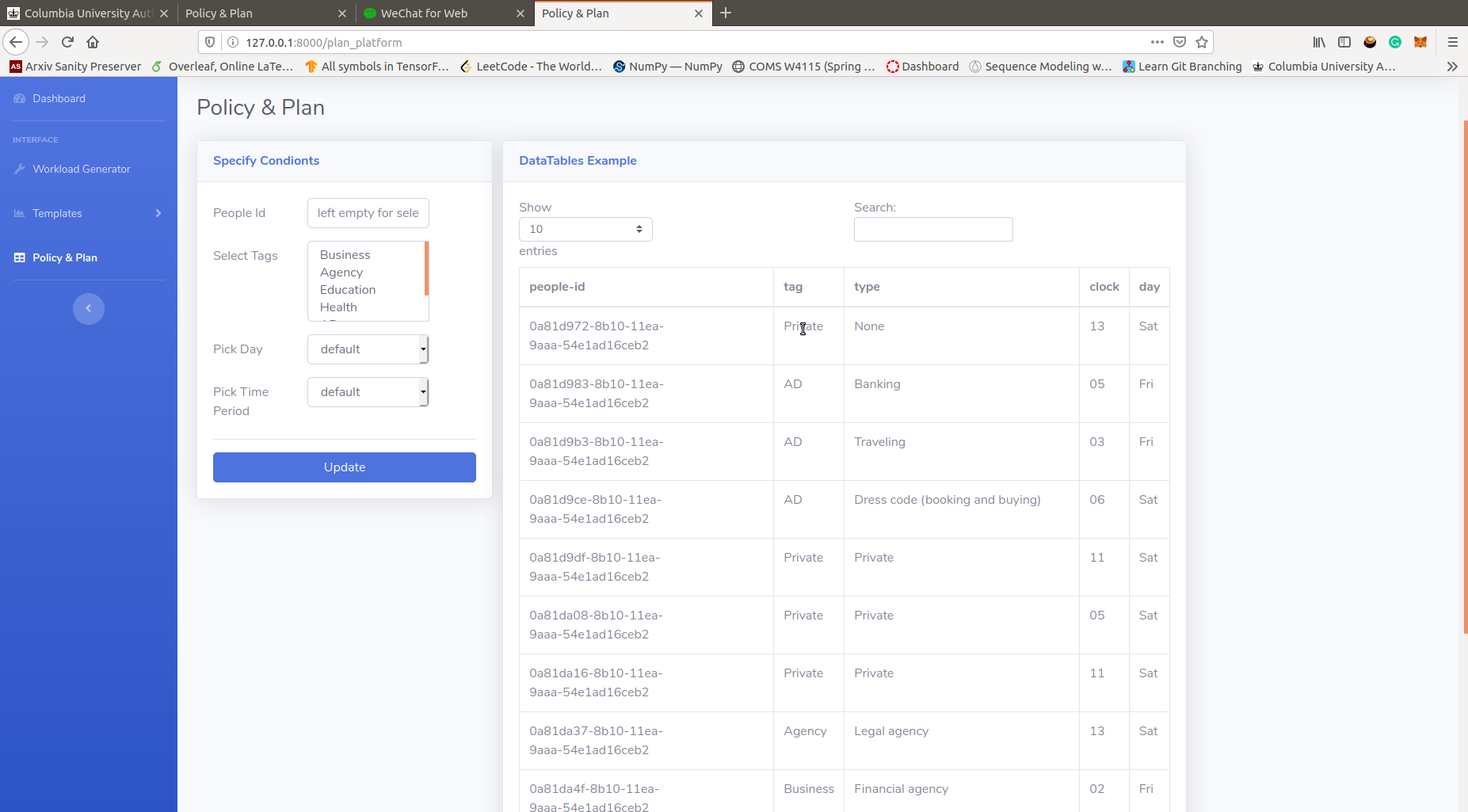 plan decision page