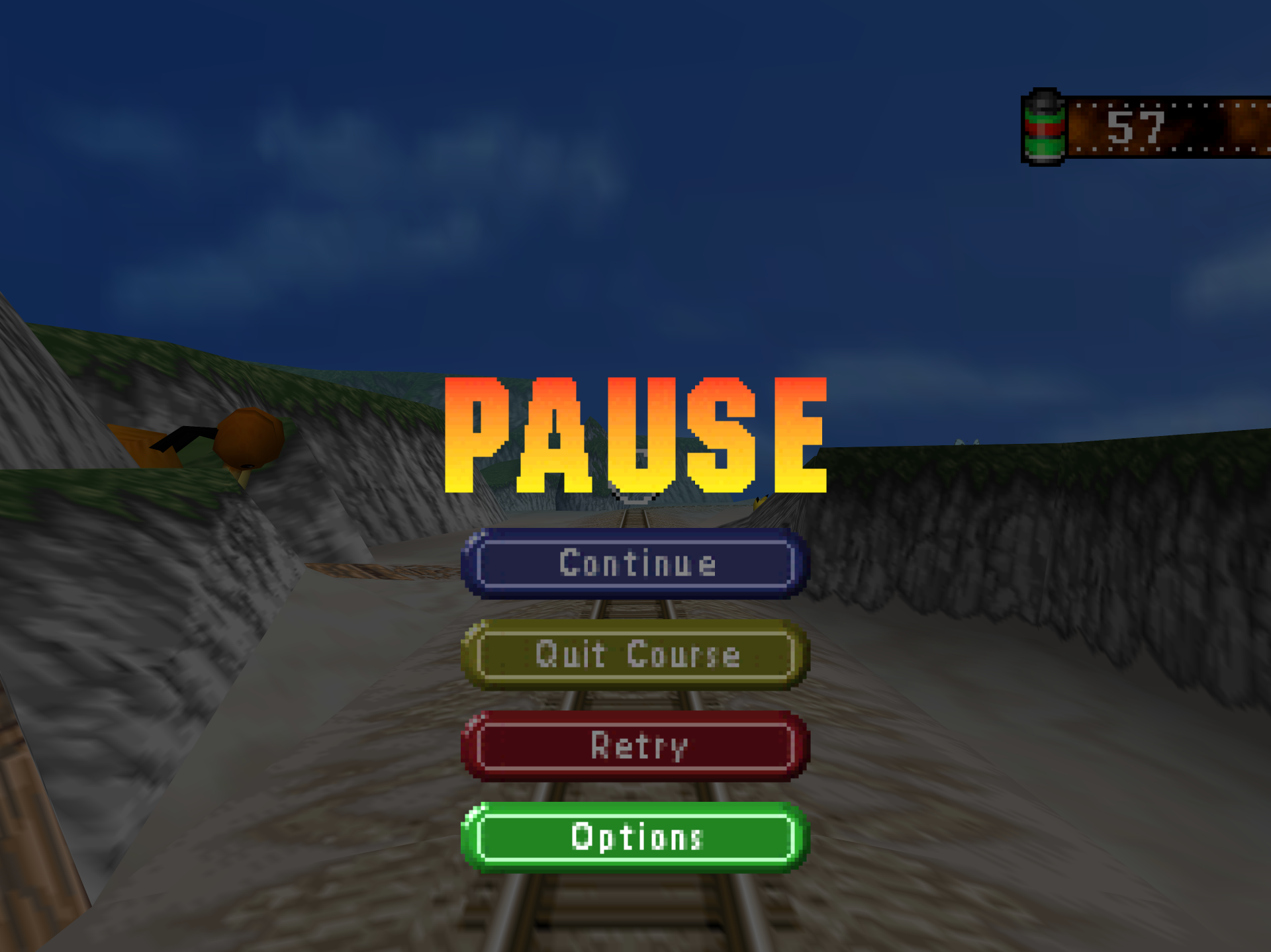 The pause menu's Options button