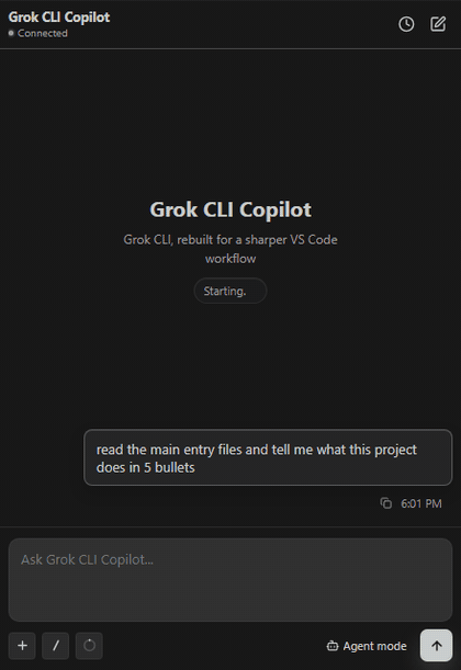 Grok CLI Copilot — a turn from prompt to answer