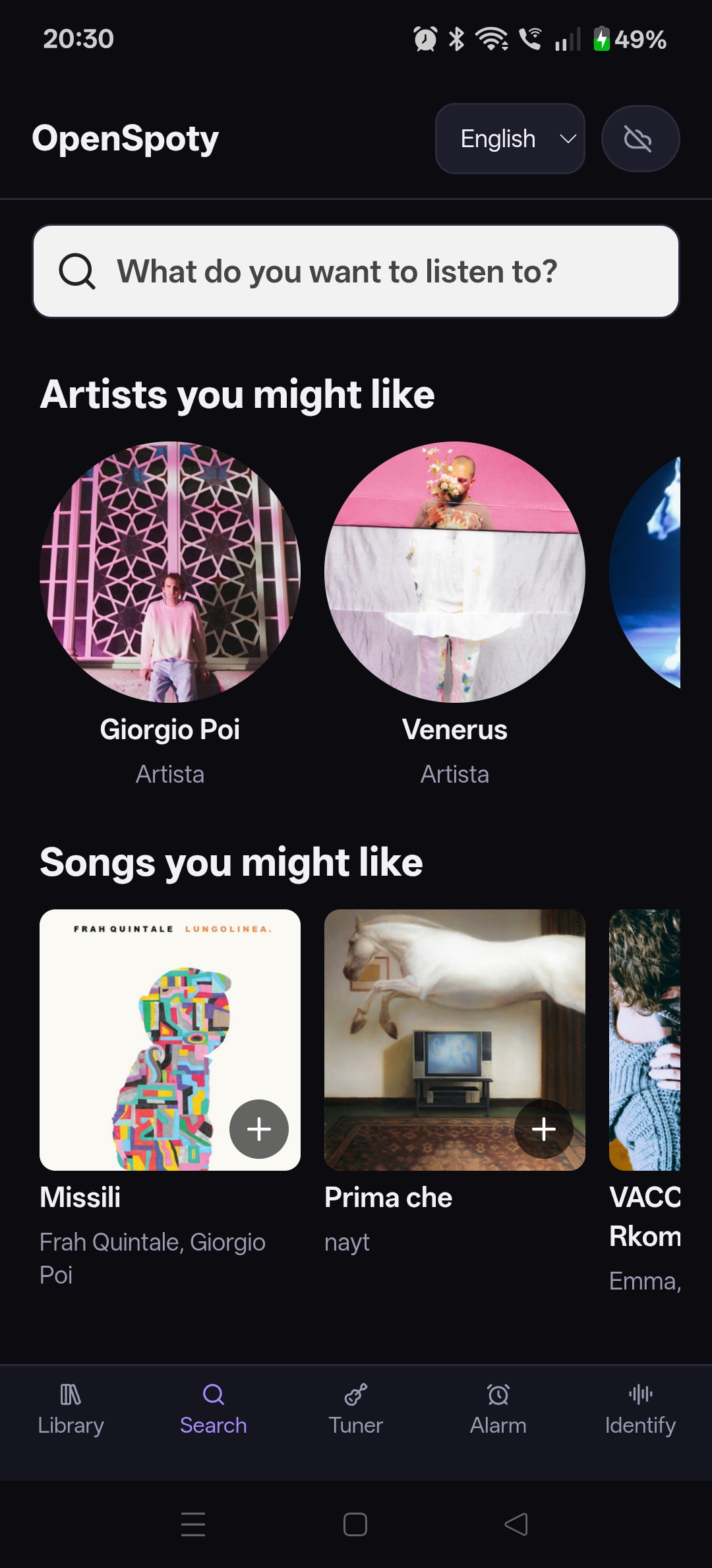Search and music recommendations