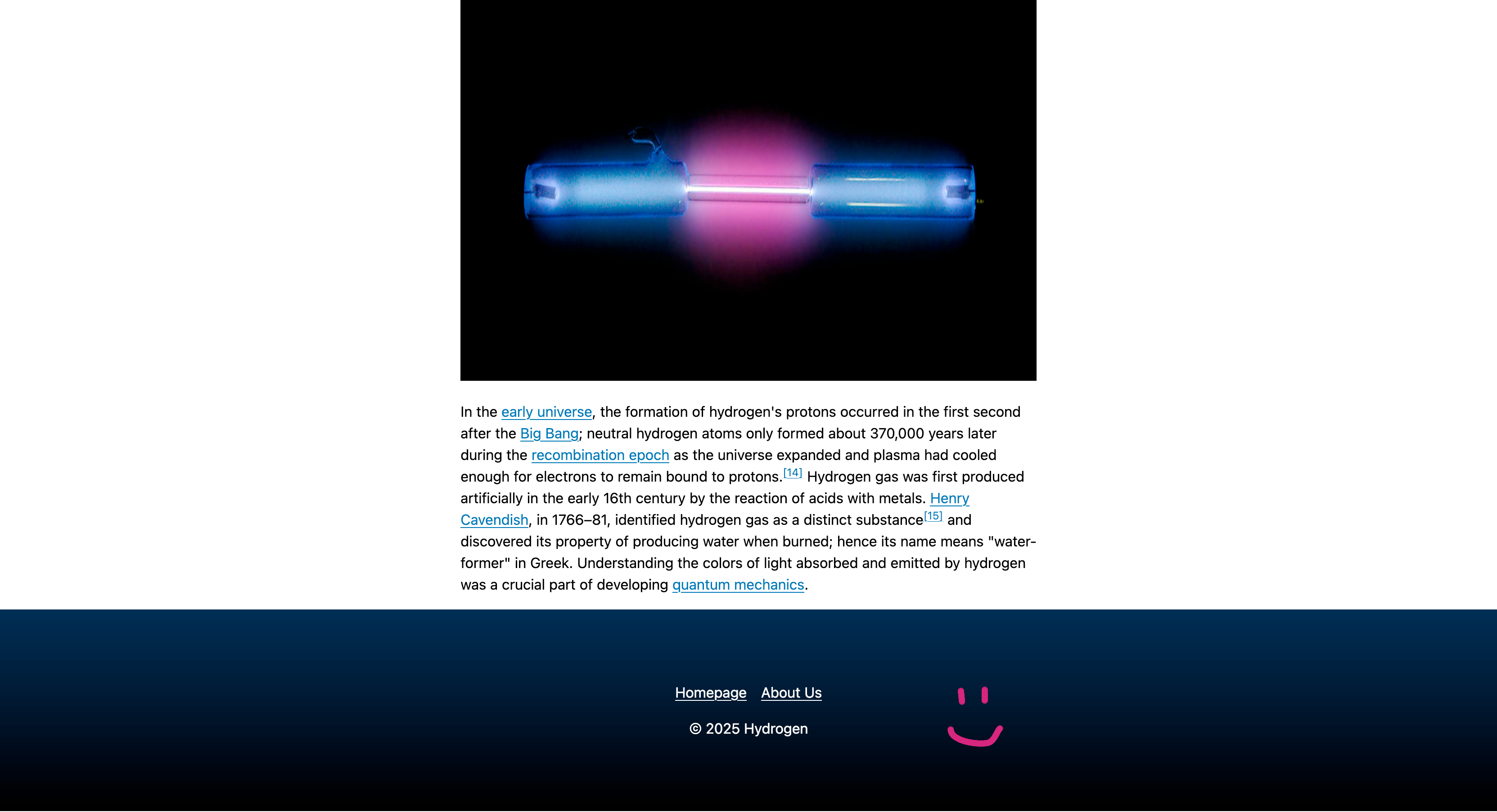 Our "About Us" page with a footer