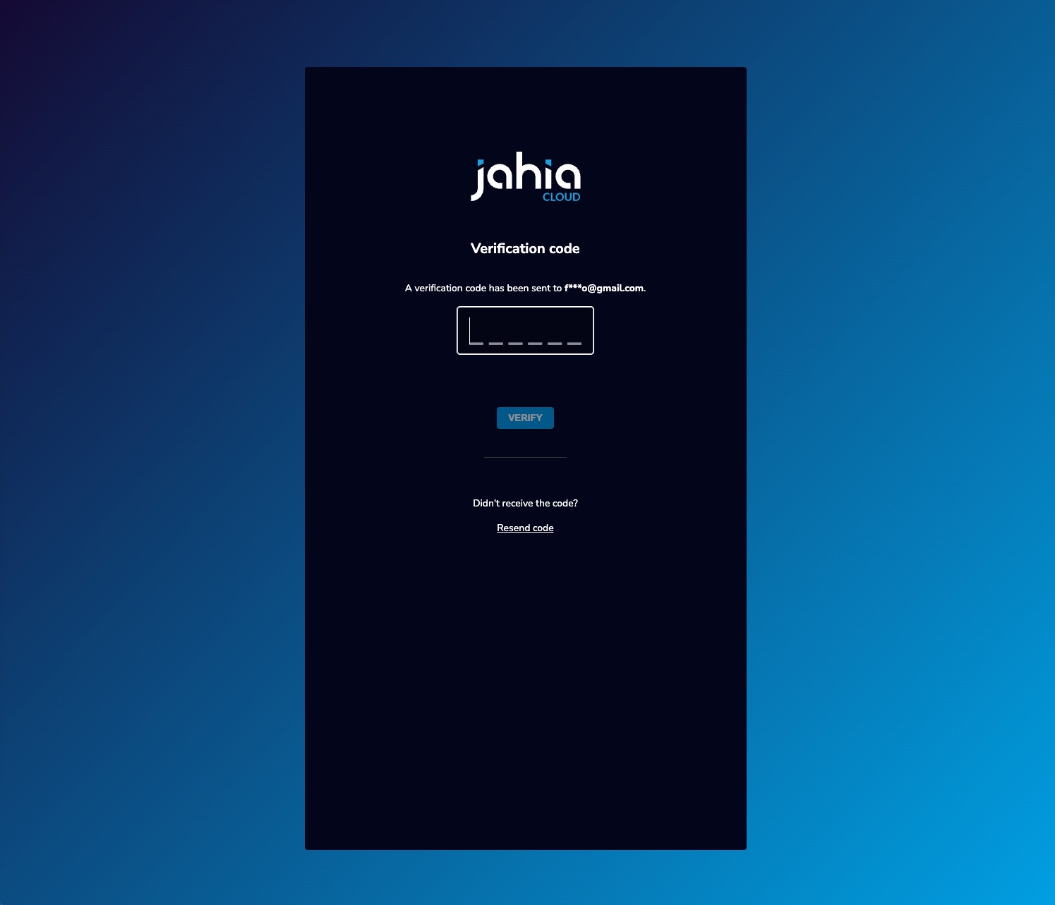 MFA code email screen