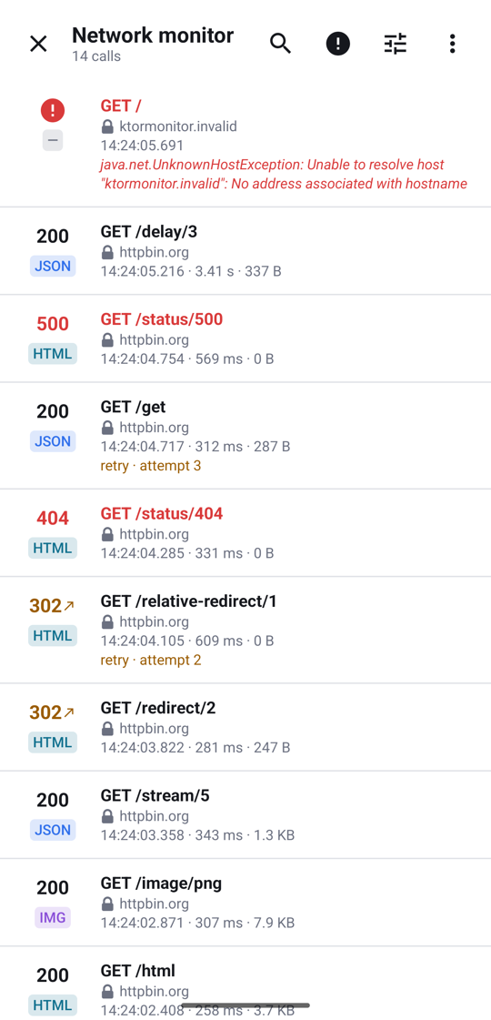 Android: the list of calls