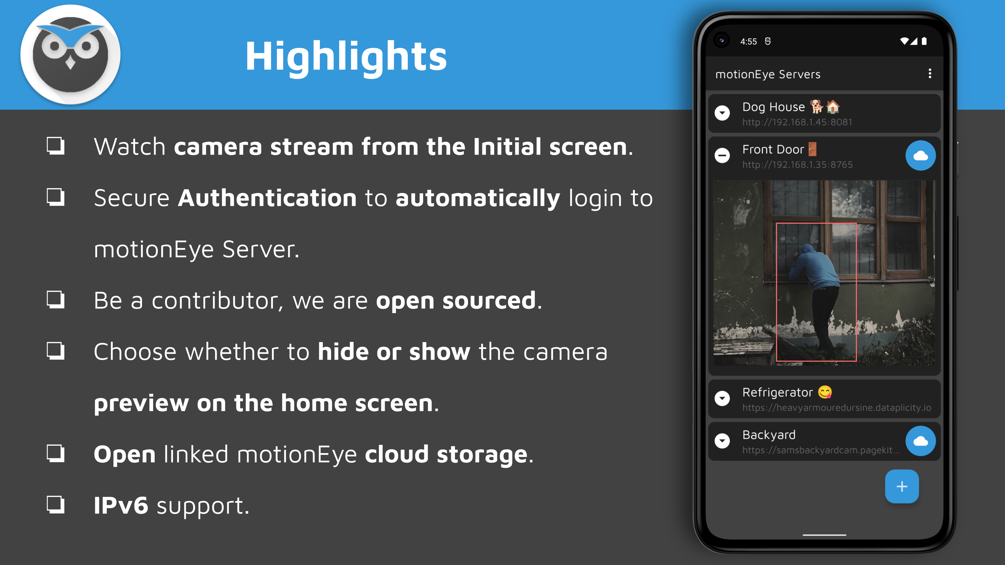 Screenshot 1 of motionEye — opens full size