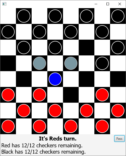 Screenshot of checkers game