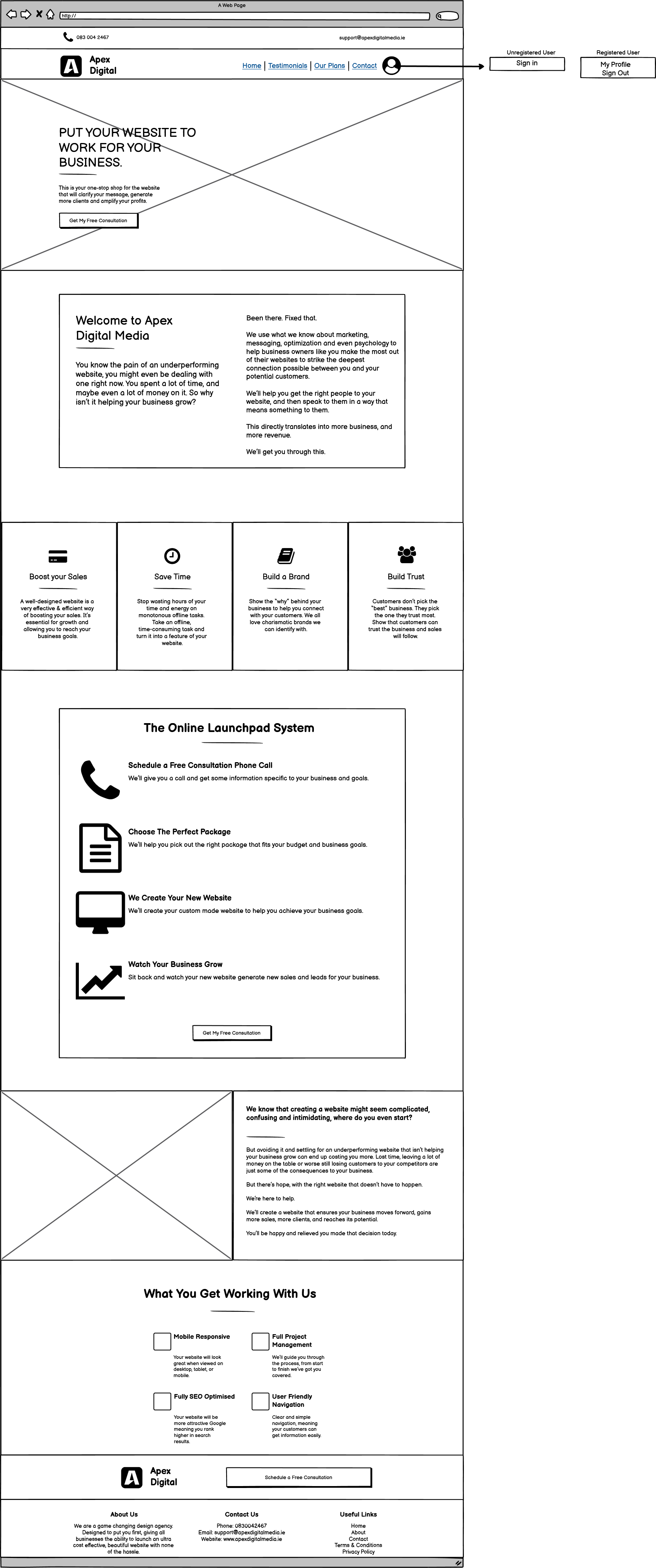 homepage wireframe