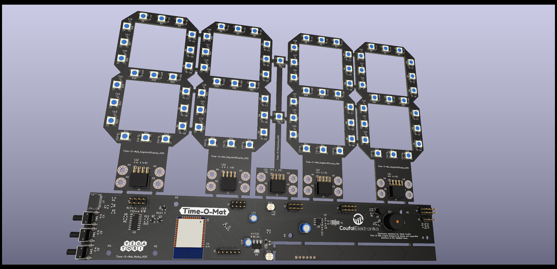 generated 3D model of panelized H00 PCBs