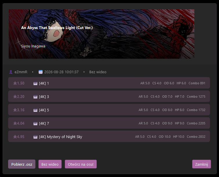 osu!finder beatmap details window