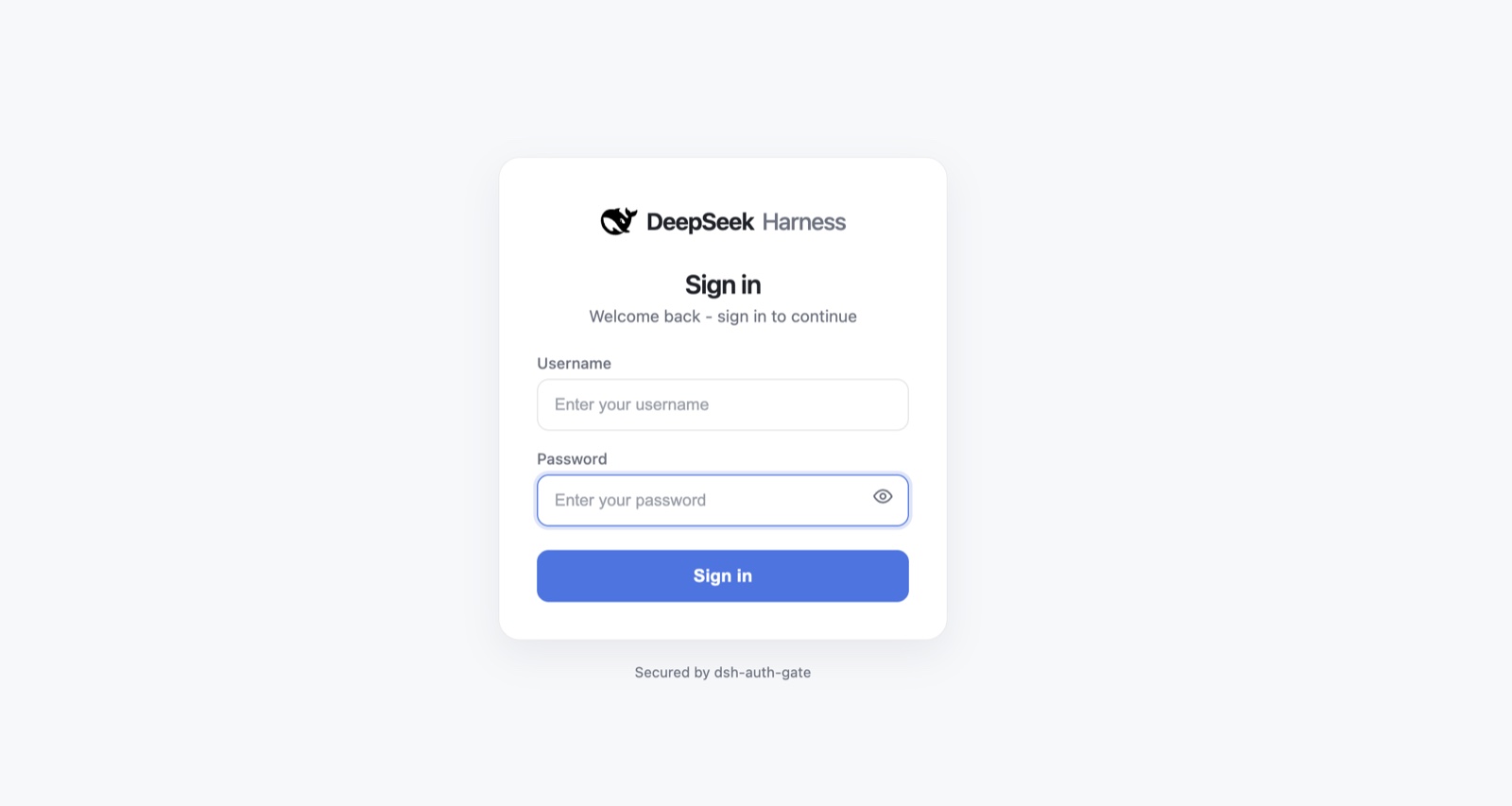 DSH Server Kit sign-in screen