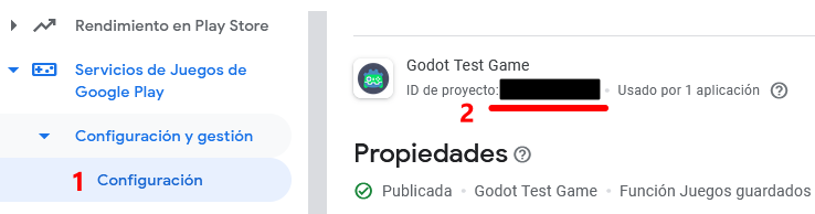 Screenshot of the Game ID inside the Google Dev Console