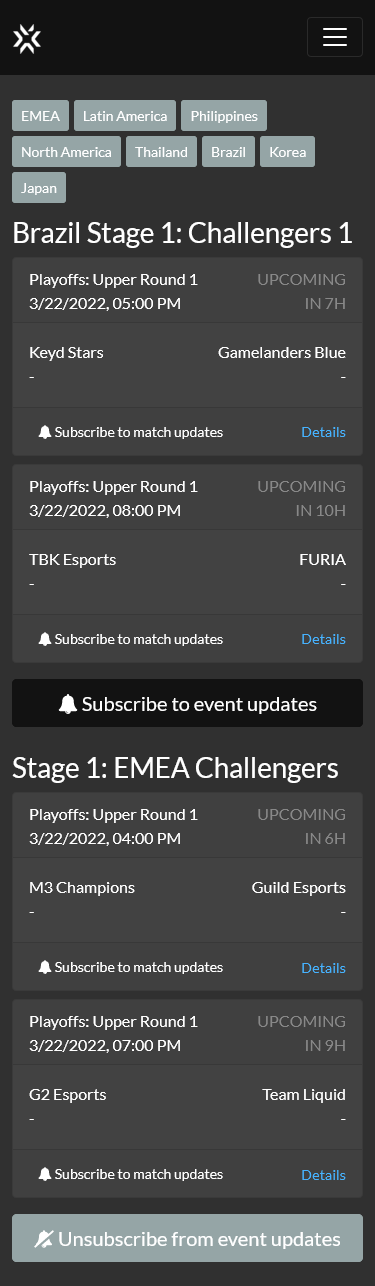 Mobile Event Overview in Dark Mode