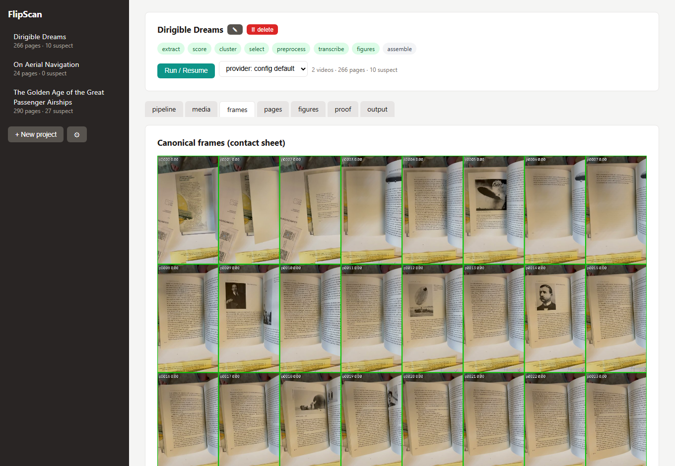 Frames tab