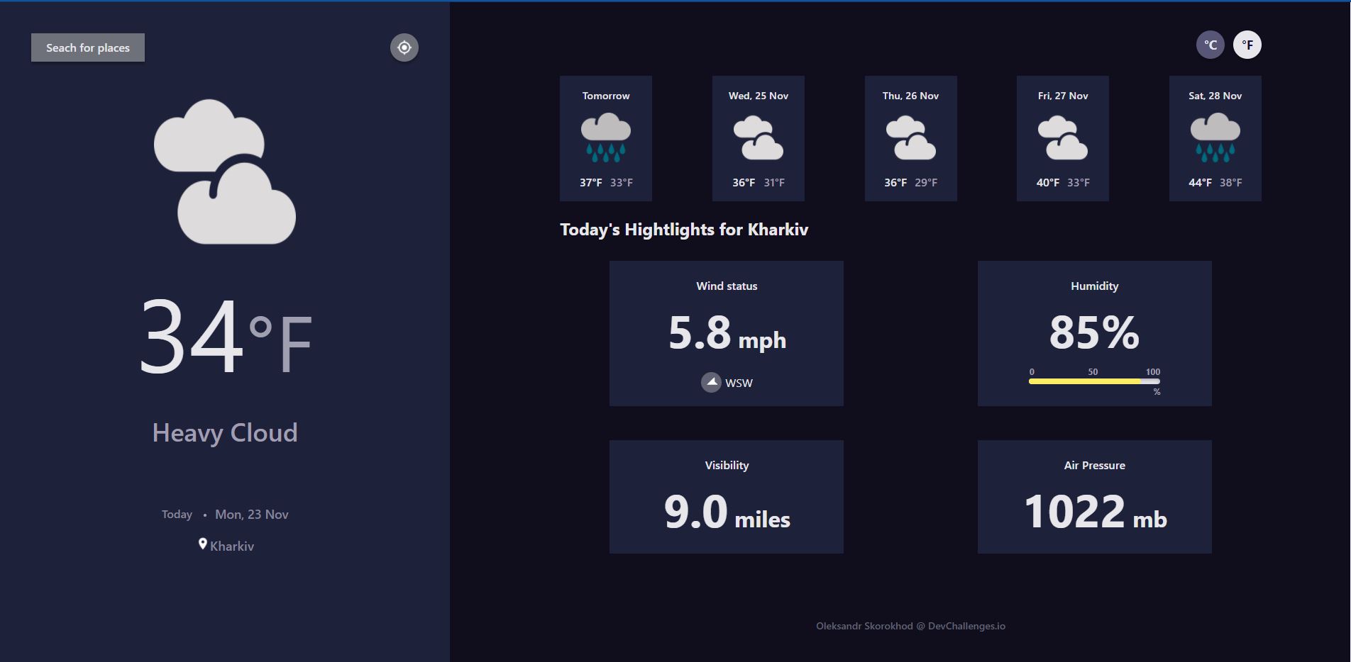 GitHub - JamesHow1ett/weather-app: Dev.challenge React Weather-app