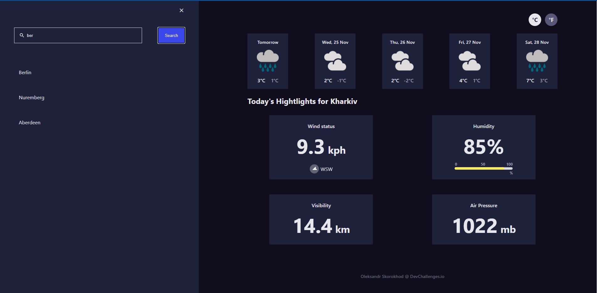 GitHub - JamesHow1ett/weather-app: Dev.challenge React Weather-app