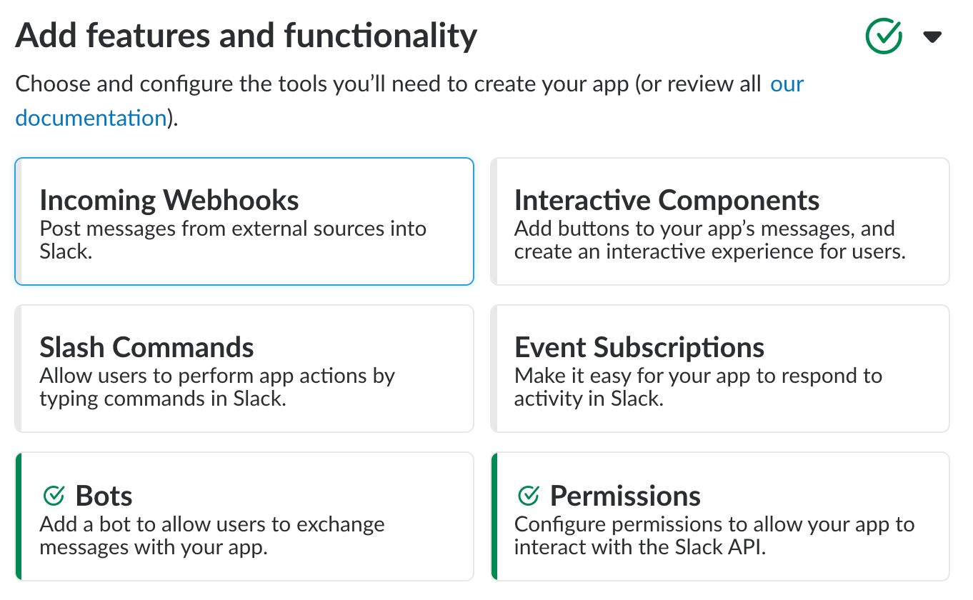 Bots and Permissions should have green checkmarks