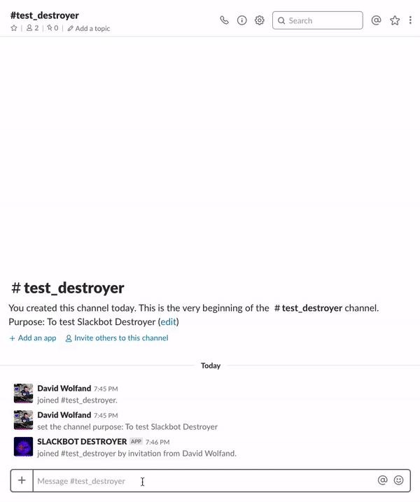 Example of Slackbot Destroyer in Action