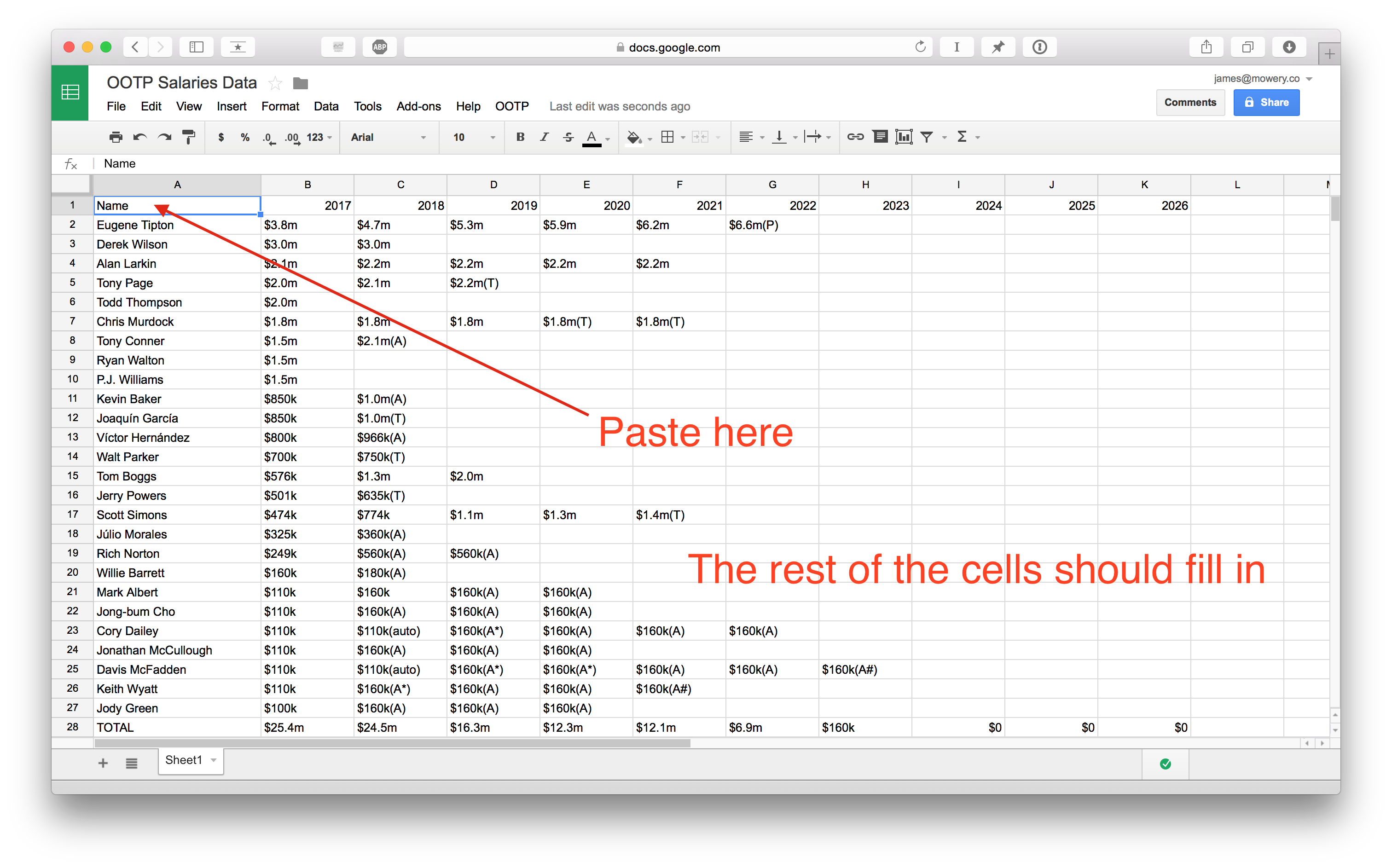 Paste Into Google Spreadsheet