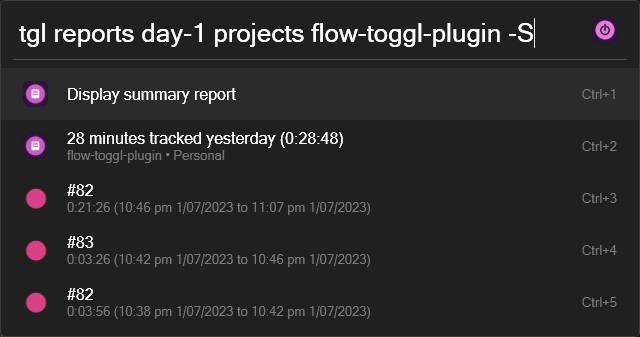 View detailed tracked time report by project entries with stop time