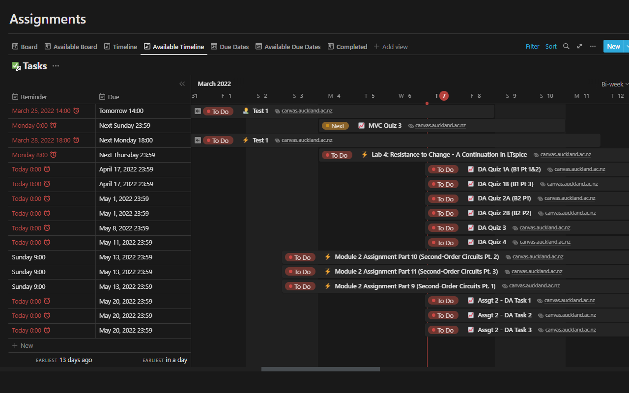 Notion timeline example