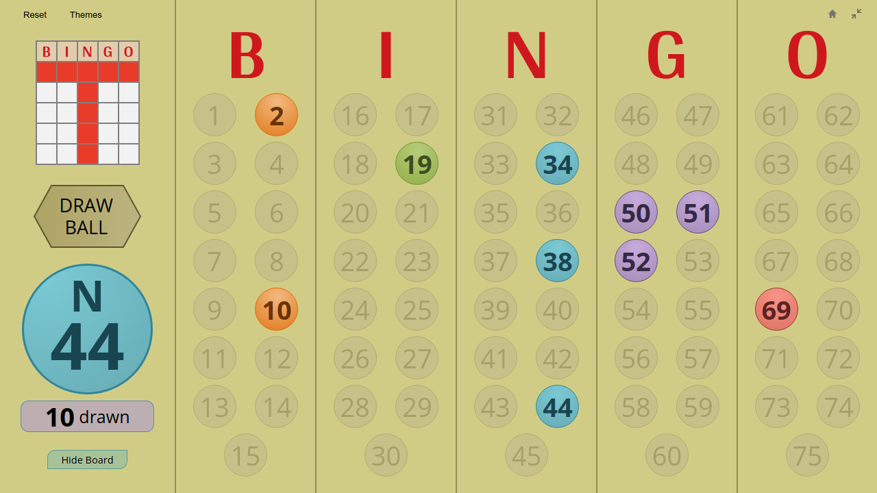 Bingo Master Board Screenshot