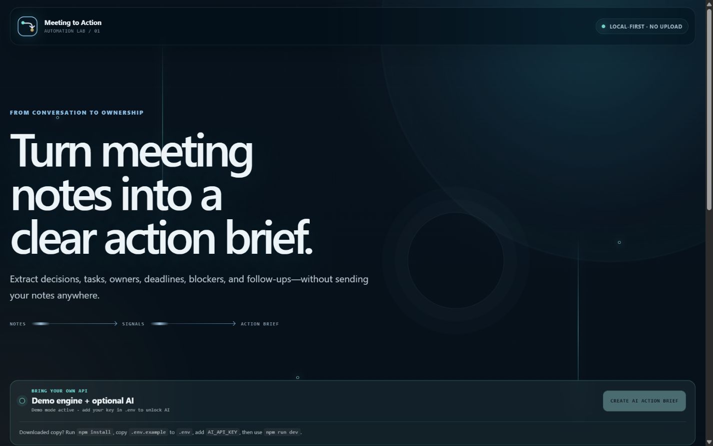 Meeting to Action interface