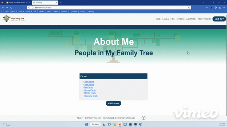 Animation of viewing family tree