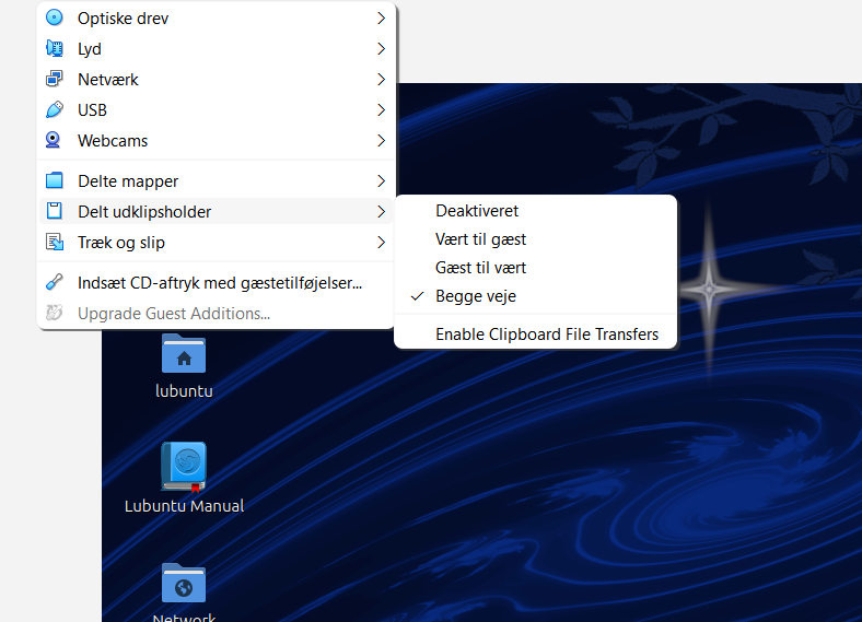 VirtualBox shared clipboard setting during verification