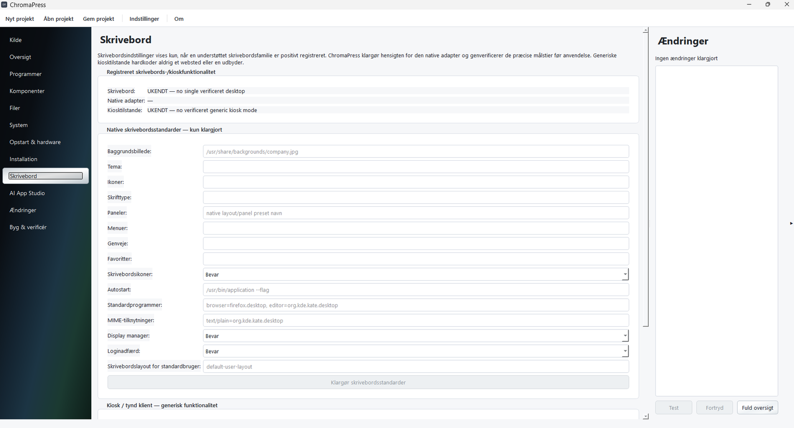 ChromaPress desktop configuration