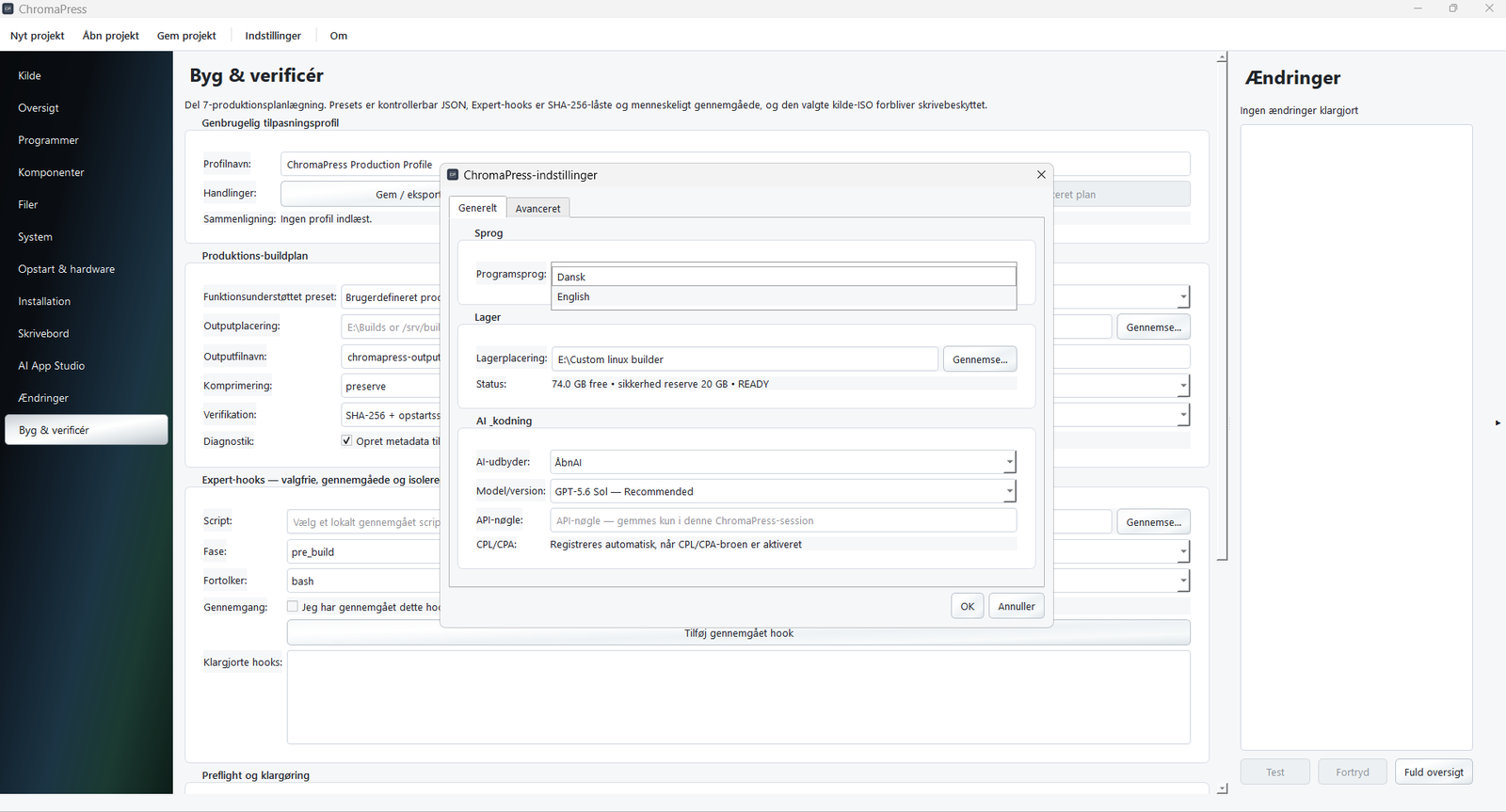 ChromaPress settings