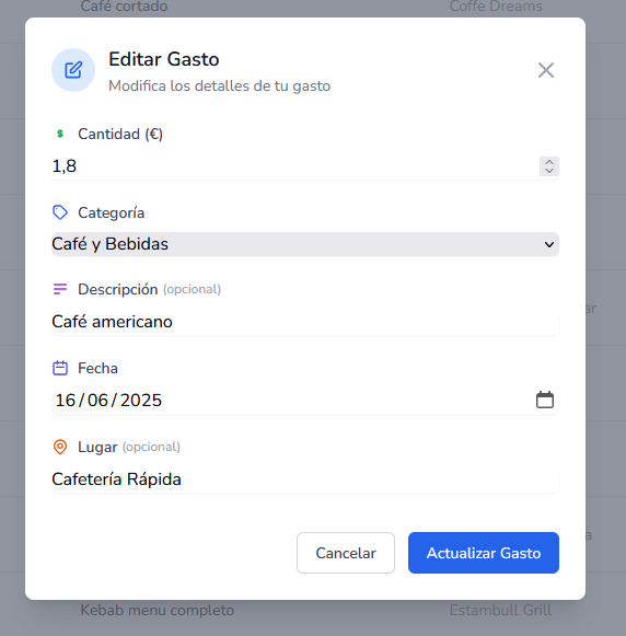 Editar Gasto