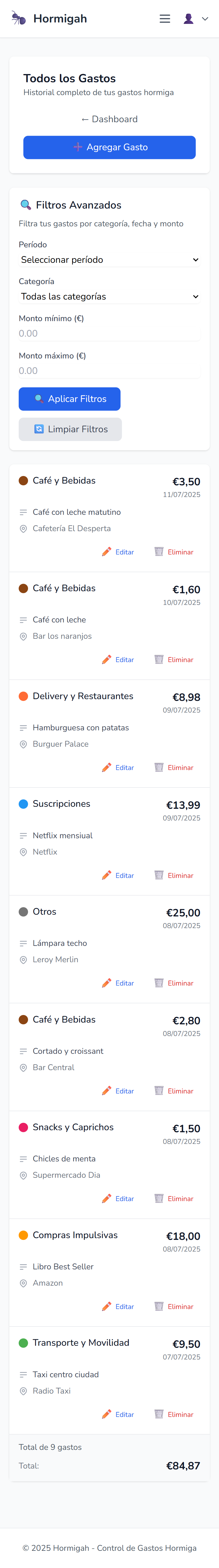 Expense List Mobile